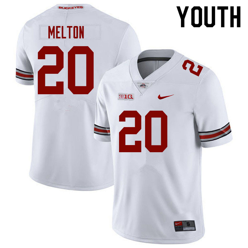 Youth Ohio State Buckeyes #20 Mitchell Melton White Authentic College Stitched Football Jersey 23TF042ZZ